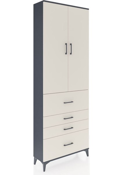Arges Dolap 4 Raflı 4 Çekmeceli 2 Kapaklı 88X30X243 Antrasit-Aytaşı fiyatları
