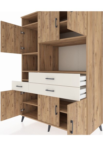 Kronos Dolap 9 Raflı 3 Çekmeceli 6 Kapaklı 132X59X195 Çam-Çam/aytaşı fırsatları