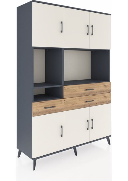 Hyperion Dolap 9 Raflı 3 Çekmeceli 6 Kapaklı 132X44X195 Antrasit-Aytaşı/çam fiyatları