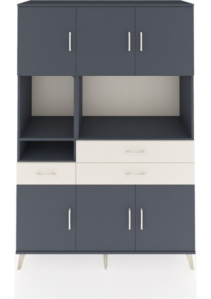 Hyperion Dolap 9 Raflı 3 Çekmeceli 6 Kapaklı 132X44X195 Antrasit-Antrasit/aytaşı