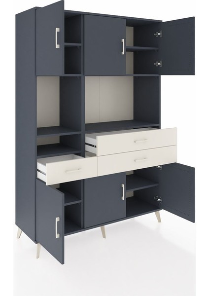 Hyperion Dolap 9 Raflı 3 Çekmeceli 6 Kapaklı 132X44X195 Antrasit-Antrasit/aytaşı indirimleri