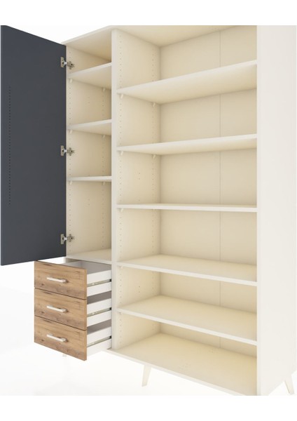 Hyperion Dolap 9 Raflı 3 Çekmeceli 3 Kapaklı 132X44X195 Aytaşı-Antrasit/çam fırsatları