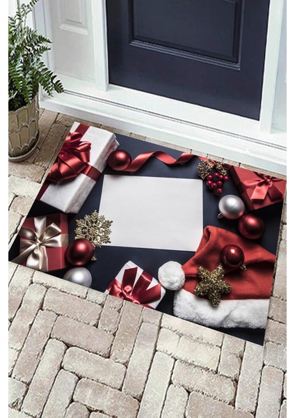 Dijital Baskılı Yıkanabilir Yeni Yıl Temalı Kapı Önü Paspası