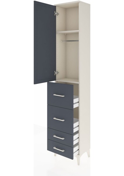 Arges Dolap 2 Raflı 4 Çekmeceli Tek Askılı 44X30X221 Aytaşı-Antrasit fırsatları