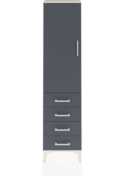 Arges Dolap 2 Raflı 4 Çekmeceli Tek Kapaklı 44X30X182 Aytaşı-Antrasit