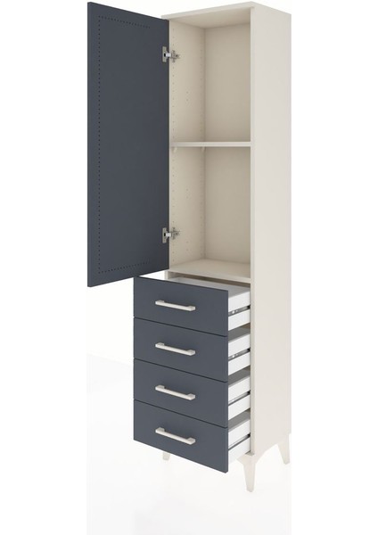 Arges Dolap 2 Raflı 4 Çekmeceli Tek Kapaklı 44X30X182 Aytaşı-Antrasit fırsatları