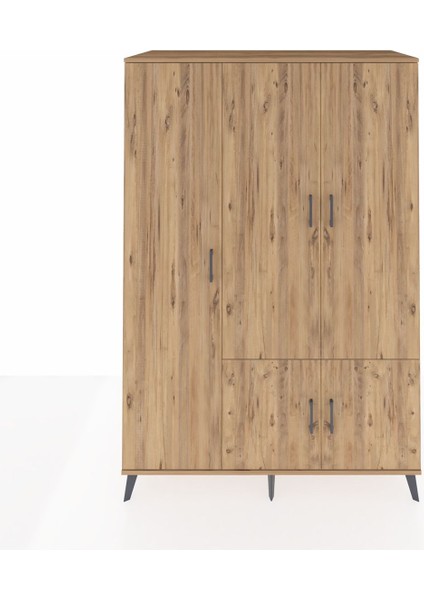 Kronos Dolap 7 Raflı 5 Kapaklı Tek Askılı 132X59X195 Çam-Çam/aytaşı