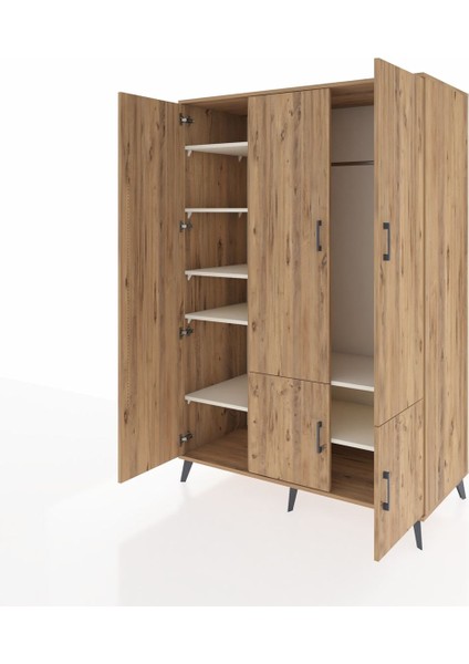 Kronos Dolap 7 Raflı 5 Kapaklı Tek Askılı 132X59X195 Çam-Çam/aytaşı modelleri