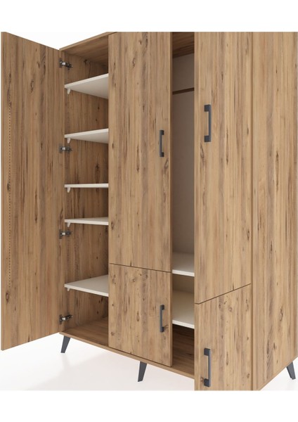 Kronos Dolap 7 Raflı 5 Kapaklı Tek Askılı 132X59X195 Çam-Çam/aytaşı fırsatları
