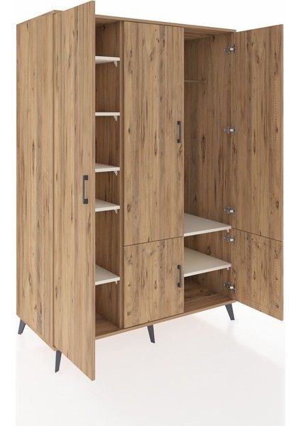 Kronos Dolap 7 Raflı 5 Kapaklı Tek Askılı 132X59X195 Çam-Çam/aytaşı indirimleri