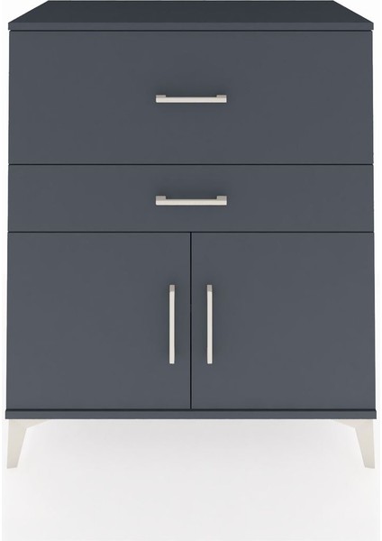 Hyperion Şifonyer Tek Raflı 2 Çekmeceli 2 Kapaklı 88X44X106 Antrasit-Antrasit