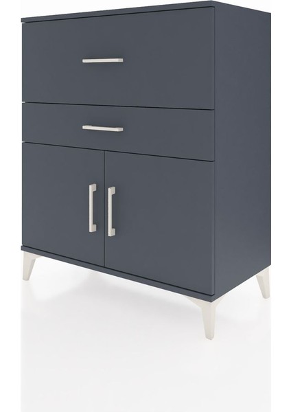 Hyperion Şifonyer Tek Raflı 2 Çekmeceli 2 Kapaklı 88X44X106 Antrasit-Antrasit modelleri