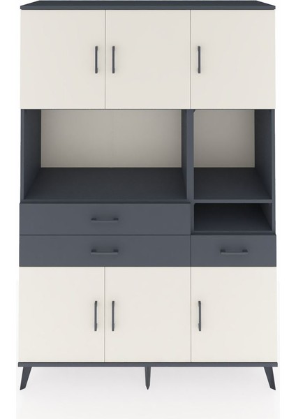 Hyperion Dolap 9 Raflı 3 Çekmeceli 6 Kapaklı 132X44X195 Antrasit-Aytaşı/antrasit
