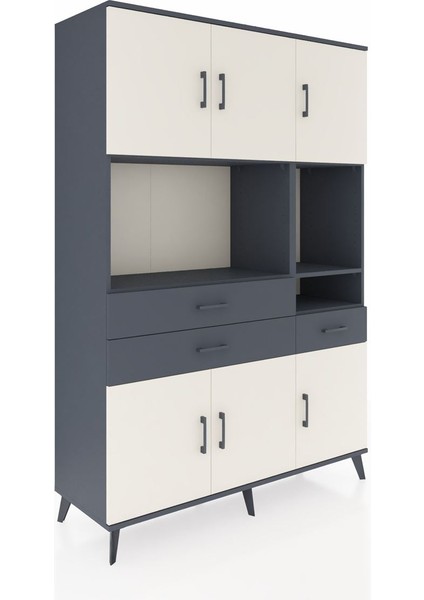 Hyperion Dolap 9 Raflı 3 Çekmeceli 6 Kapaklı 132X44X195 Antrasit-Aytaşı/antrasit fiyatları