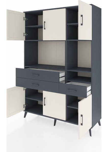 Hyperion Dolap 9 Raflı 3 Çekmeceli 6 Kapaklı 132X44X195 Antrasit-Aytaşı/antrasit modelleri
