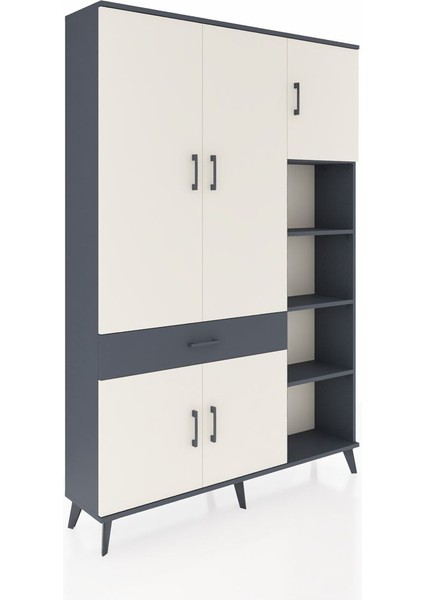 Arges Dolap 10 Raflı Tek Çekmeceli 5 Kapaklı 132X30X195 Antrasit-Aytaşı/antrasit fiyatları