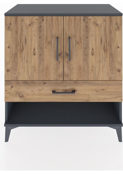 Hyperion Şifonyer Tek Raflı Tek Çekmeceli 2 Kapaklı 88X44X96 Antrasit-Çam