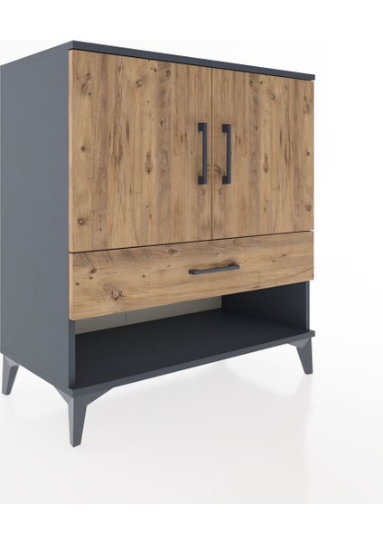 Hyperion Şifonyer Tek Raflı Tek Çekmeceli 2 Kapaklı 88X44X96 Antrasit-Çam fiyatları