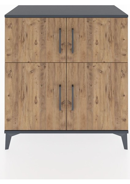 Hyperion Şifonyer 2 Raflı 4 Kapaklı 88X44X96 Antrasit-Çam