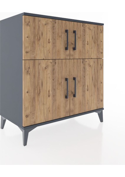 Hyperion Şifonyer 2 Raflı 4 Kapaklı 88X44X96 Antrasit-Çam fiyatları