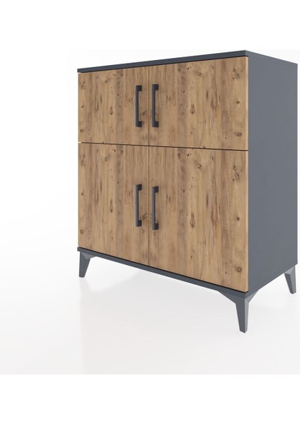 Hyperion Şifonyer 2 Raflı 4 Kapaklı 88X44X96 Antrasit-Çam modelleri