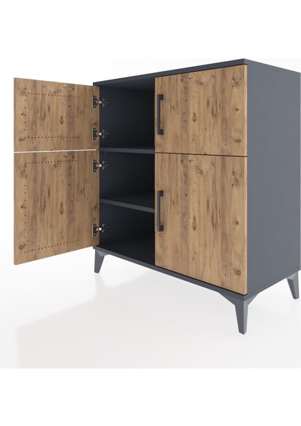 Hyperion Şifonyer 2 Raflı 4 Kapaklı 88X44X96 Antrasit-Çam fırsatları