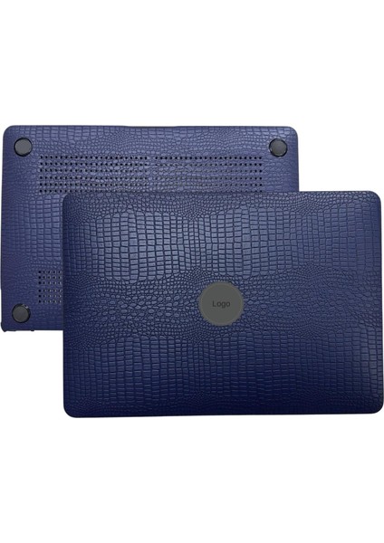 MacBook Kılıf Pro 13 Inç Uyumlu Timsah Desenli Deri Kaplama Premium Sert Tpu Koruma Darbe Emici Ince Hafif Şık Tasarım A2338 A2289 A2251 A1706 A1708 A1989 A2159 ve Usb-C Adaptörlü Lacivert