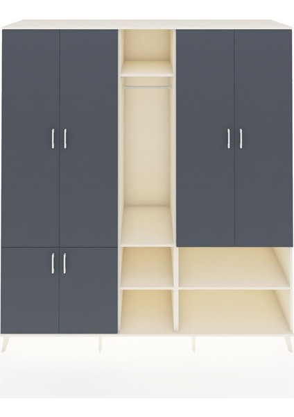 Kronos Dolap 15 Raflı 5 Kapaklı Tek Askılı 220X59X243 Aytaşı-Antrasit/aytaşı