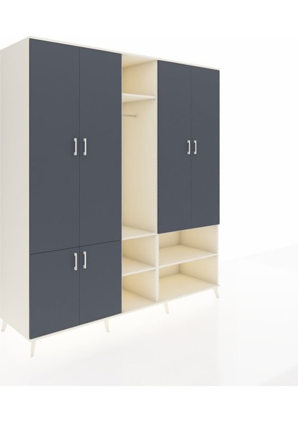 Kronos Dolap 15 Raflı 5 Kapaklı Tek Askılı 220X59X243 Aytaşı-Antrasit/aytaşı fiyatları