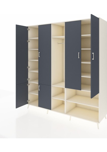 Kronos Dolap 15 Raflı 5 Kapaklı Tek Askılı 220X59X243 Aytaşı-Antrasit/aytaşı modelleri