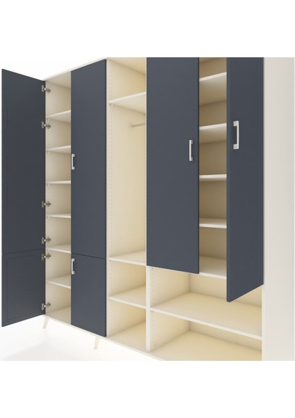 Kronos Dolap 15 Raflı 5 Kapaklı Tek Askılı 220X59X243 Aytaşı-Antrasit/aytaşı fırsatları