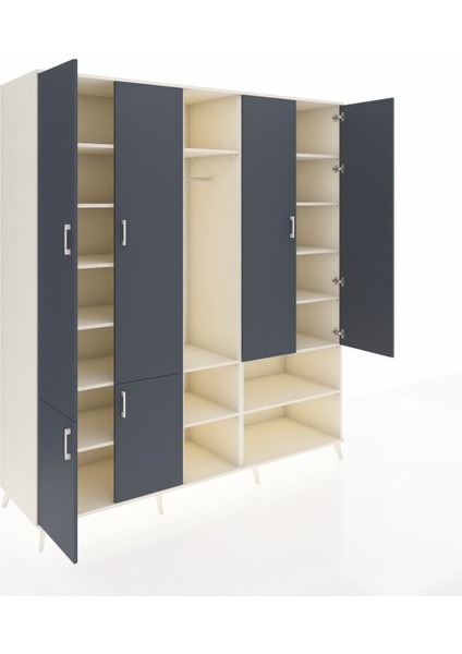 Kronos Dolap 15 Raflı 5 Kapaklı Tek Askılı 220X59X243 Aytaşı-Antrasit/aytaşı indirimleri