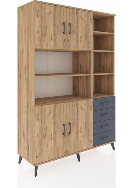 Hyperion Dolap 9 Raflı 4 Çekmeceli 4 Kapaklı 132X44X195 Çam-Çam/antrasit fiyatları