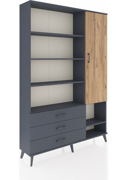 Arges Dolap 9 Raflı 3 Çekmeceli Tek Kapaklı 132X30X195 Antrasit-Çam/antrasit fiyatları