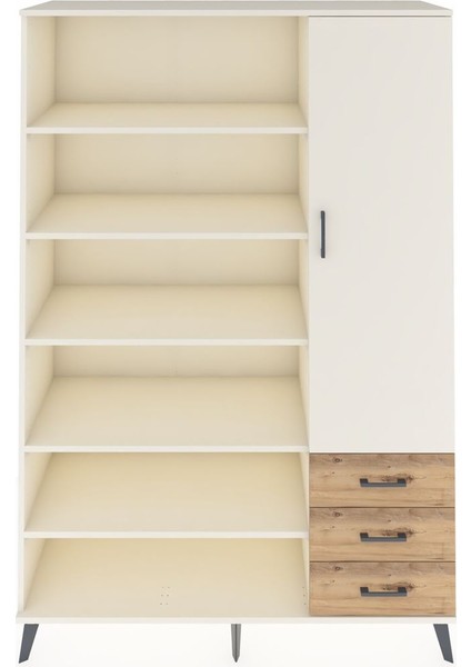 Hyperion Dolap 9 Raflı 3 Çekmeceli Tek Kapaklı 132X44X195 Aytaşı-Aytaşı/çam