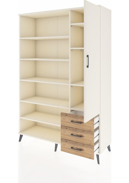 Hyperion Dolap 9 Raflı 3 Çekmeceli Tek Kapaklı 132X44X195 Aytaşı-Aytaşı/çam modelleri