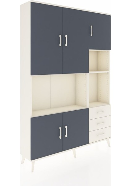 Arges Dolap 9 Raflı 3 Çekmeceli 5 Kapaklı 132X30X195 Aytaşı-Antrasit/aytaşı fiyatları