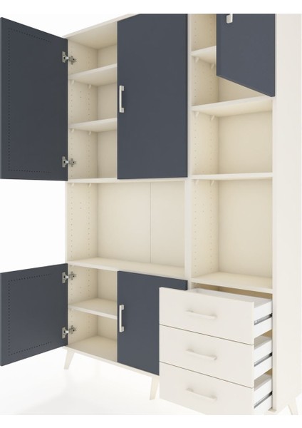 Arges Dolap 9 Raflı 3 Çekmeceli 5 Kapaklı 132X30X195 Aytaşı-Antrasit/aytaşı fırsatları