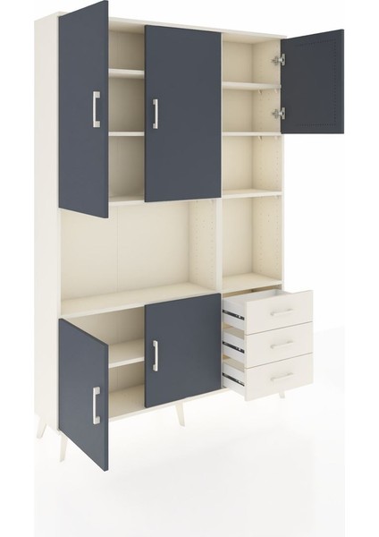 Arges Dolap 9 Raflı 3 Çekmeceli 5 Kapaklı 132X30X195 Aytaşı-Antrasit/aytaşı indirimleri