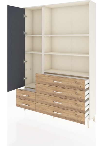 Arges Dolap 7 Raflı 6 Çekmeceli Tek Kapaklı 132X30X195 Aytaşı-Antrasit/çam modelleri