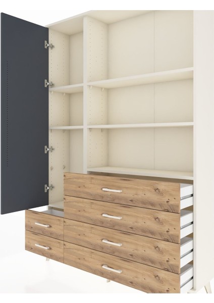 Arges Dolap 7 Raflı 6 Çekmeceli Tek Kapaklı 132X30X195 Aytaşı-Antrasit/çam fırsatları