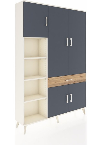 Arges Dolap 8 Raflı Tek Çekmeceli 5 Kapaklı 132X30X195 Aytaşı-Antrasit/çam fiyatları