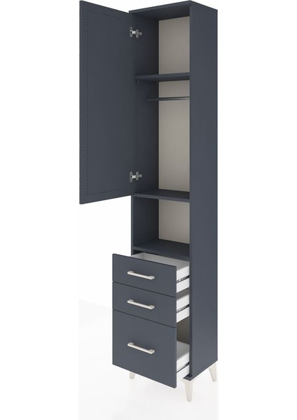 Arges Dolap 3 Raflı 3 Çekmeceli Tek Askılı 44X30X221 Antrasit-Antrasit fırsatları