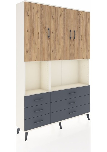 Arges Dolap 6 Raflı 6 Çekmeceli 3 Kapaklı 132X30X195 Aytaşı-Çam/antrasit fiyatları