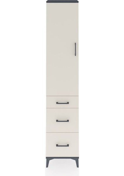 Arges Dolap 3 Raflı 3 Çekmeceli Tek Kapaklı 44X30X221 Antrasit-Aytaşı