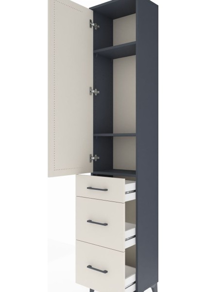 Arges Dolap 3 Raflı 3 Çekmeceli Tek Kapaklı 44X30X221 Antrasit-Aytaşı indirimleri