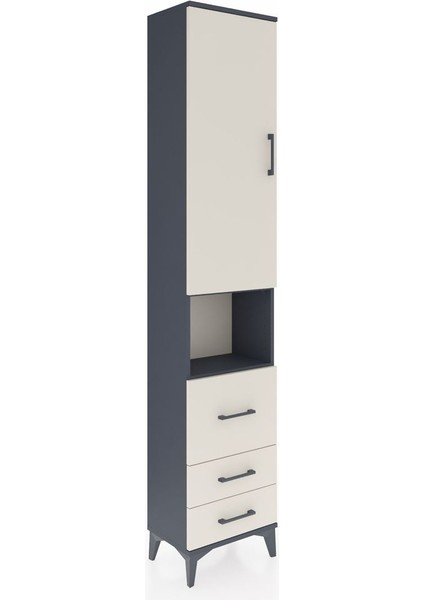 Arges Dolap 4 Raflı 3 Çekmeceli Tek Kapaklı 44X30X221 Antrasit-Aytaşı fiyatları
