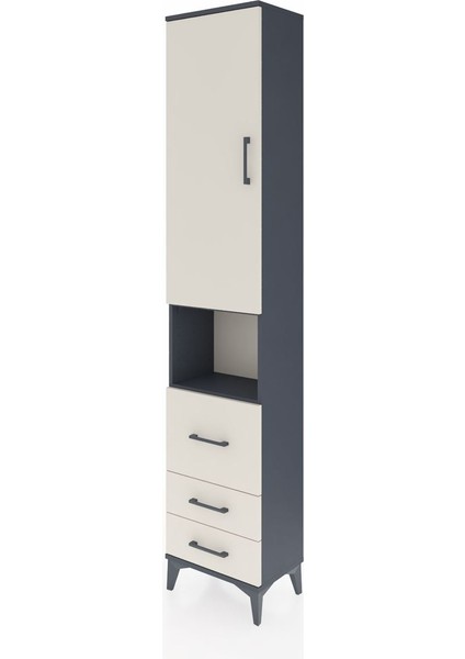 Arges Dolap 4 Raflı 3 Çekmeceli Tek Kapaklı 44X30X221 Antrasit-Aytaşı modelleri