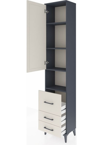 Arges Dolap 4 Raflı 3 Çekmeceli Tek Kapaklı 44X30X221 Antrasit-Aytaşı fırsatları