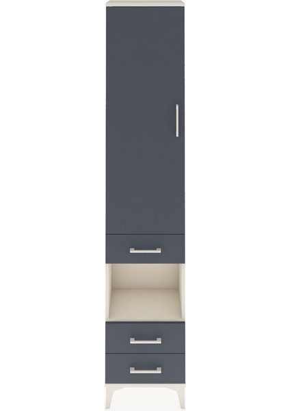 Arges Dolap 3 Raflı 3 Çekmeceli Tek Askılı 44X30X221 Aytaşı-Antrasit